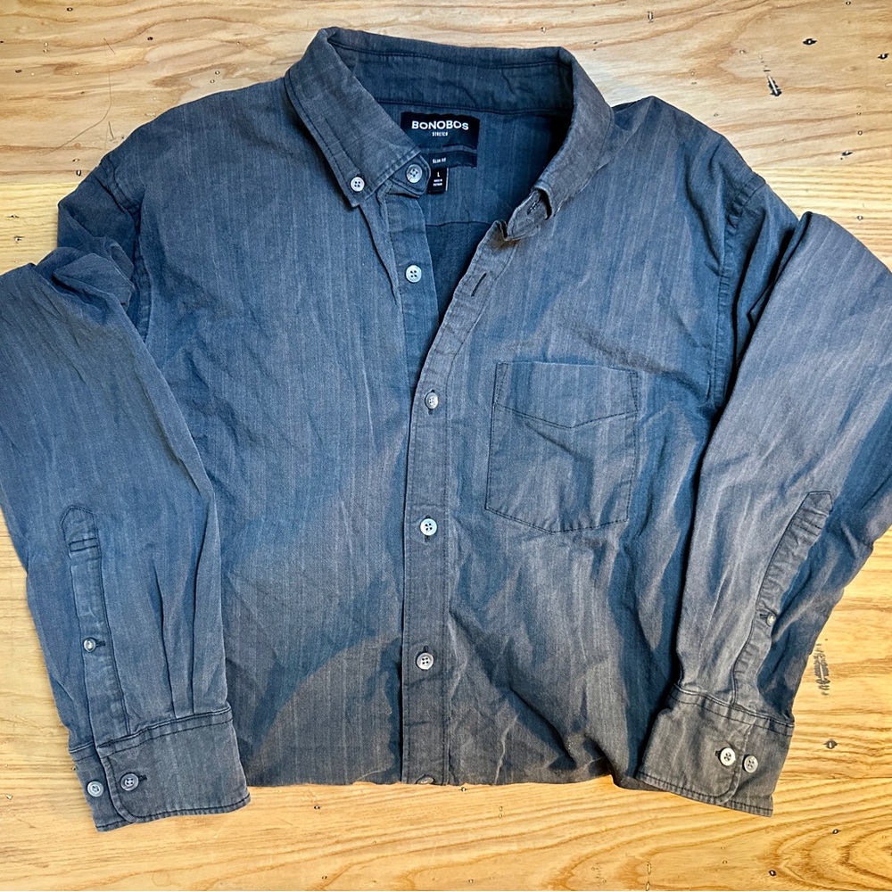 Bonobos - Denim Button Down - Black - Large - image 1
